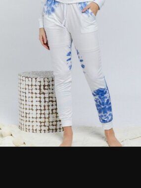 NWT Davi & Dani Blue Tie Dye Jogger Pants | Size 3XL